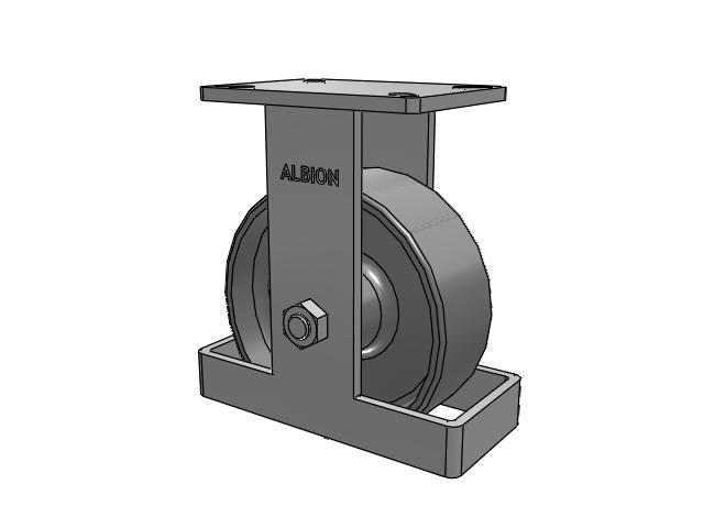 410 Series Top Plate Rigid Caster with 8 x 3 Clear Coat Enamel FS - Drop-Forged Steel Wheel