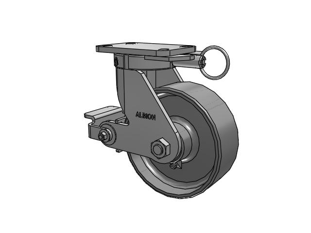 410 Series Top Plate Swivel Caster with 8 x 3 Clear Coat Enamel FS - Drop-Forged Steel Wheel and Poly Cam Brake