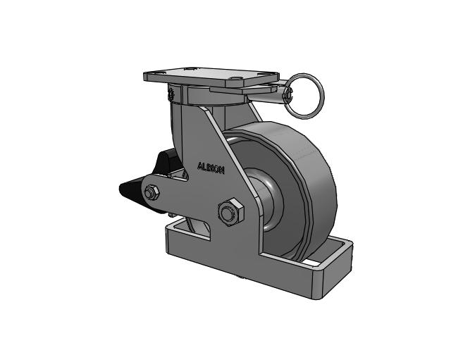 410 Series Top Plate Swivel Caster with 8 x 3 Clear Coat Enamel FS - Drop-Forged Steel Wheel and Poly Lock Integrated Brake