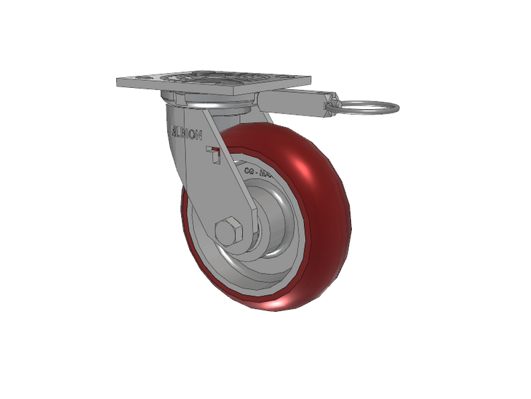 16 Series Top Plate Swivel Caster with 6 x 2 Maroon Tread on Aluminum Core AX - Round Polyurethane (Aluminum Core) Wheel