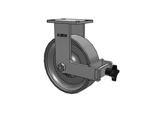 410 Series Top Plate Rigid Caster with 10 x 3 Clear Coat Enamel FS - Drop-Forged Steel Wheel and Face Brake