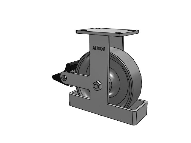 410 Series Top Plate Rigid Caster with 10 x 3 Clear Coat Enamel FS - Drop-Forged Steel Wheel and Poly Lock Integrated Brake