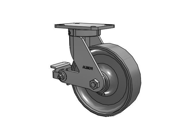 410 Series Top Plate Swivel Caster with 10 x 3 Clear Coat Enamel FS - Drop-Forged Steel Wheel and Poly Cam Brake