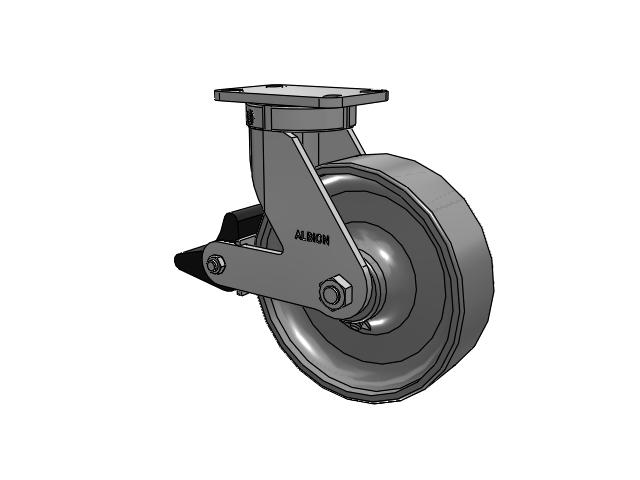 410 Series Top Plate Swivel Caster with 10 x 3 Clear Coat Enamel FS - Drop-Forged Steel Wheel and Poly Lock Integrated Brake