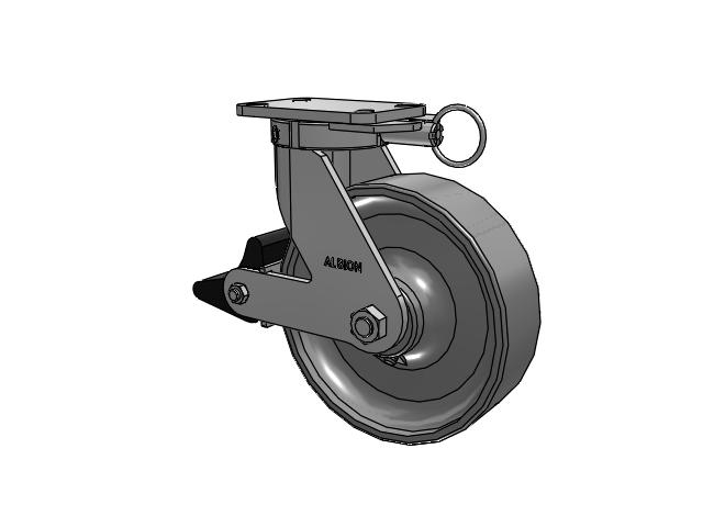 410 Series Top Plate Swivel Caster with 10 x 3 Clear Coat Enamel FS - Drop-Forged Steel Wheel and Poly Lock Integrated Brake