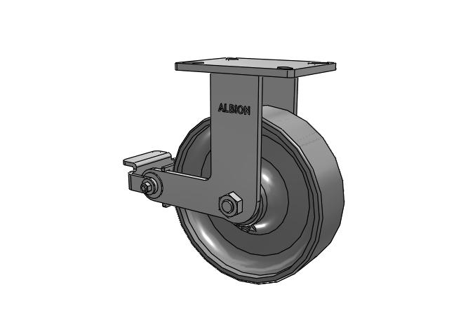 410 Series Top Plate Rigid Caster with 10 x 3 Clear Coat Enamel FS - Drop-Forged Steel Wheel and Poly Cam Brake
