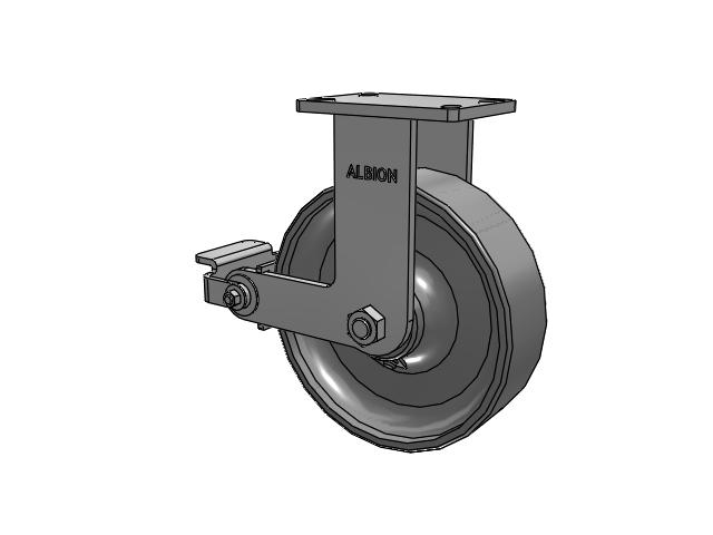 410 Series Top Plate Rigid Caster with 10 x 3 Clear Coat Enamel FS - Drop-Forged Steel Wheel and Poly Cam Brake