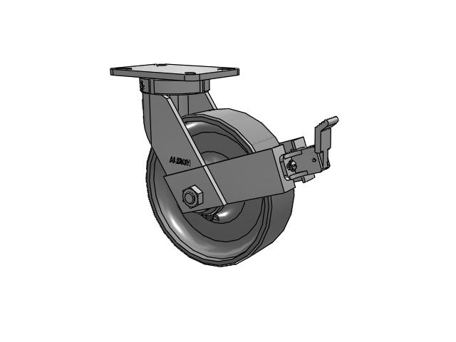 410 Series Top Plate Swivel Caster with 10 x 3 Clear Coat Enamel FS - Drop-Forged Steel Wheel and Face Brake