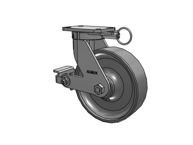 410 Series Top Plate Swivel Caster with 10 x 3 Clear Coat Enamel FS - Drop-Forged Steel Wheel and Poly Cam Brake