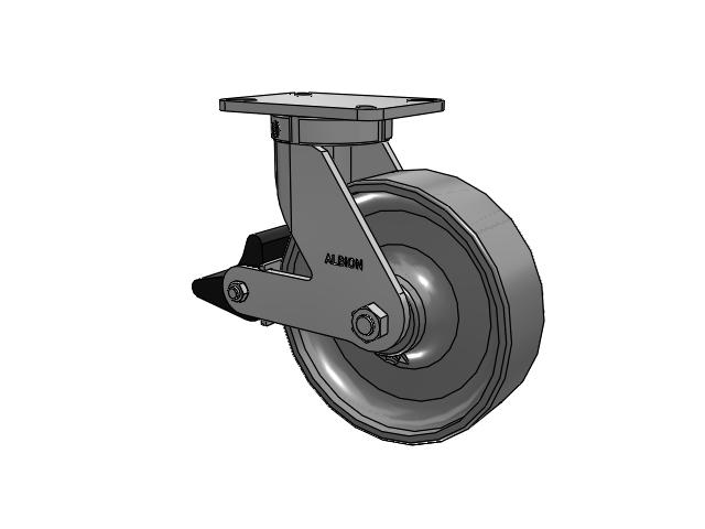 410 Series Top Plate Swivel Caster with 10 x 3 Clear Coat Enamel FS - Drop-Forged Steel Wheel and Poly Lock Integrated Brake