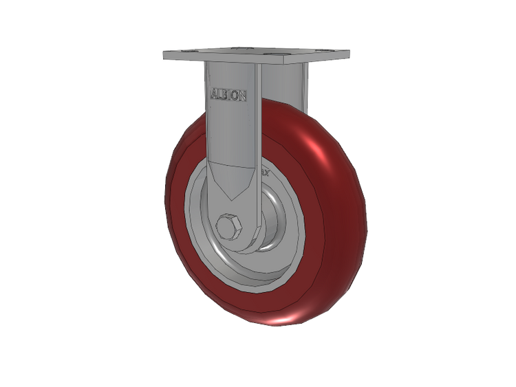 16 Series Top Plate Rigid Caster with 8 x 2 Maroon Tread on Aluminum Core AX - Round Polyurethane (Aluminum Core) Wheel