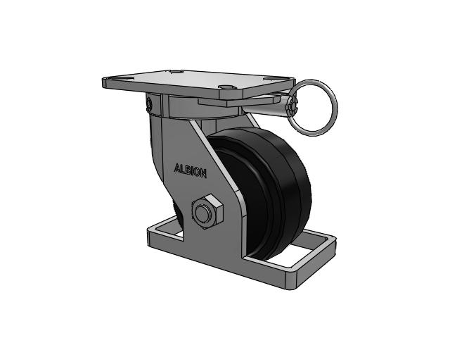 410 Series Top Plate Swivel Caster with 6 x 3 Black Tread on Black Enamel Core MR - Moldon Rubber (Cast Iron Core) Wheel