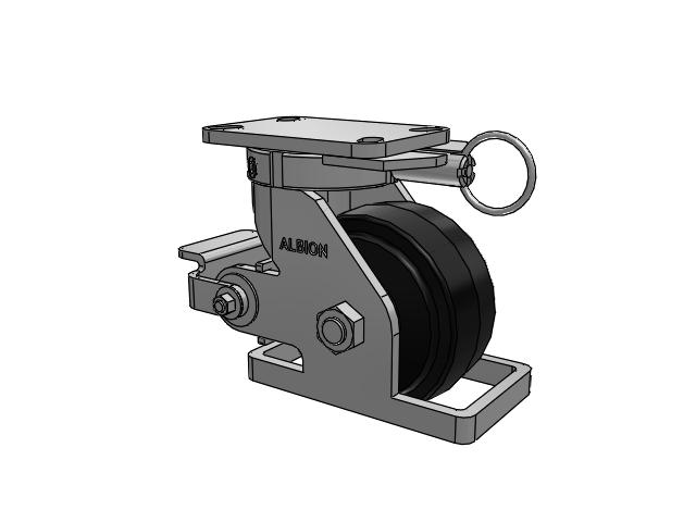 410 Series Top Plate Swivel Caster with 6 x 3 Black Tread on Black Enamel Core MR - Moldon Rubber (Cast Iron Core) Wheel and Poly Cam Brake