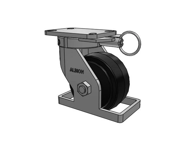 Roulette pivotante à plaque supérieure de la série 410, avec bande de roulement noire 6 x 3 sur noyau émaillé noir MR - Moldon Rubber (noyau en fonte)