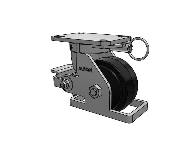410 Series Top Plate Swivel Caster with 6 x 3 Black Tread on Black Enamel Core MR - Moldon Rubber (Cast Iron Core) Wheel and Poly Cam Brake