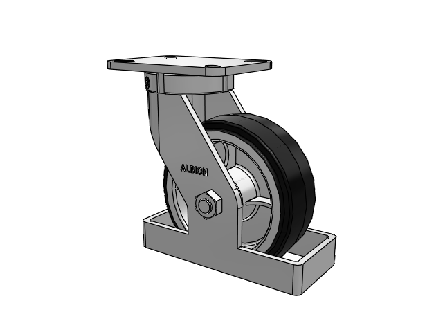 410 Series Top Plate Swivel Caster with 8 x 3 Black Tread on Black Enamel Core MR - Moldon Rubber (Cast Iron Core) Wheel