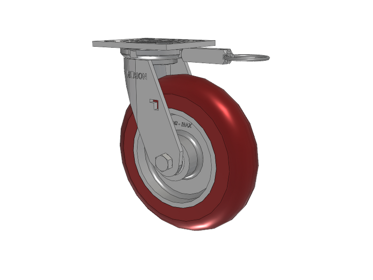 16 Series Top Plate Swivel Caster with 8 x 2 Maroon Tread on Aluminum Core AX - Round Polyurethane (Aluminum Core) Wheel