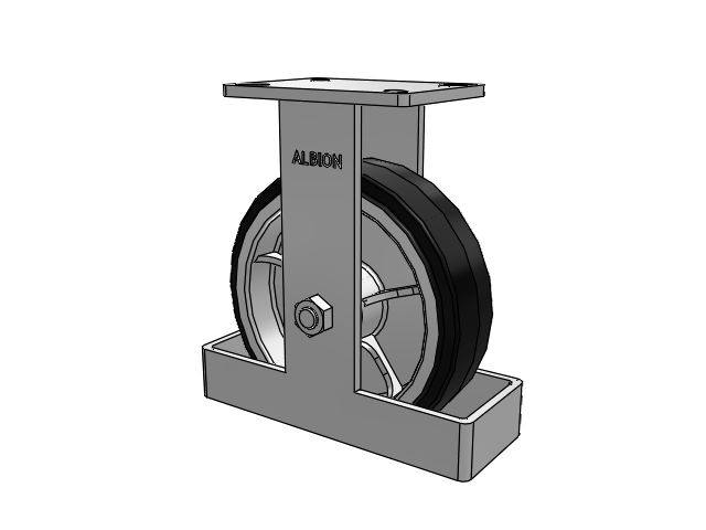 410 Series Top Plate Rigid Caster with 10 x 3 Black Tread on Black Enamel Core MR - Moldon Rubber (Cast Iron Core) Wheel