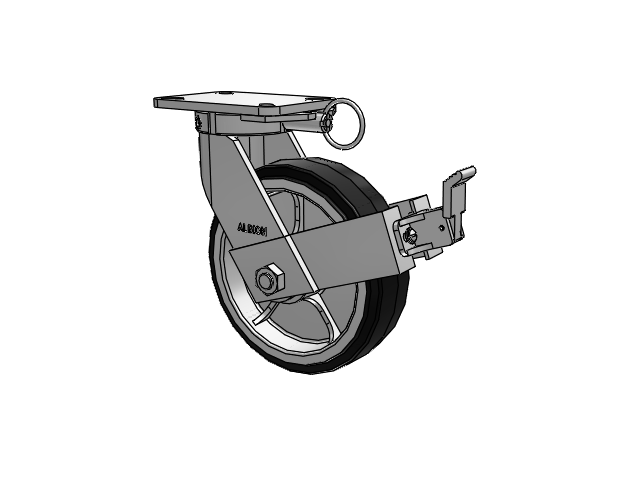 410 Series Top Plate Swivel Caster with 10 x 3 Black Tread on Black Enamel Core MR - Moldon Rubber (Cast Iron Core) Wheel and Face Brake