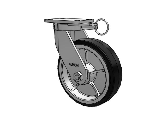 410 Series Top Plate Swivel Caster with 10 x 3 Black Tread on Black Enamel Core MR - Moldon Rubber (Cast Iron Core) Wheel