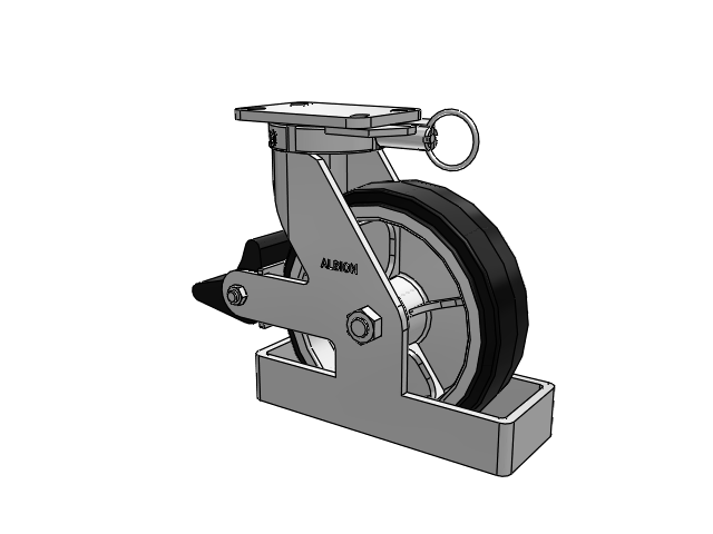 410 Series Top Plate Swivel Caster with 10 x 3 Black Tread on Black Enamel Core MR - Moldon Rubber (Cast Iron Core) Wheel and Poly Lock Integrated Brake