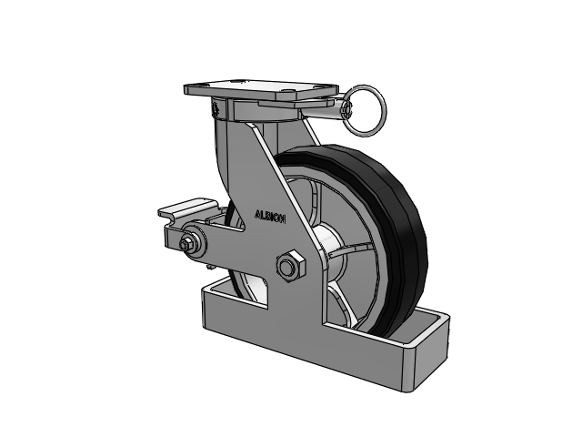 410 Series Top Plate Swivel Caster with 10 x 3 Black Tread on Black Enamel Core MR - Moldon Rubber (Cast Iron Core) Wheel and Poly Cam Brake