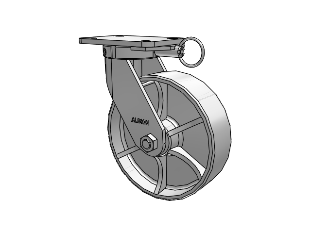 410 Series Top Plate Swivel Caster with 10 x 3 Black Tread on Black Enamel Core MR - Moldon Rubber (Cast Iron Core) Wheel