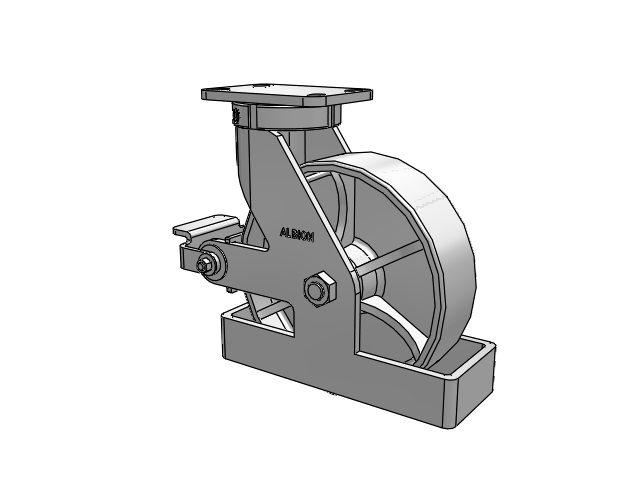 410 Series Top Plate Swivel Caster with 10 x 3 Black Tread on Black Enamel Core MR - Moldon Rubber (Cast Iron Core) Wheel and Poly Cam Brake