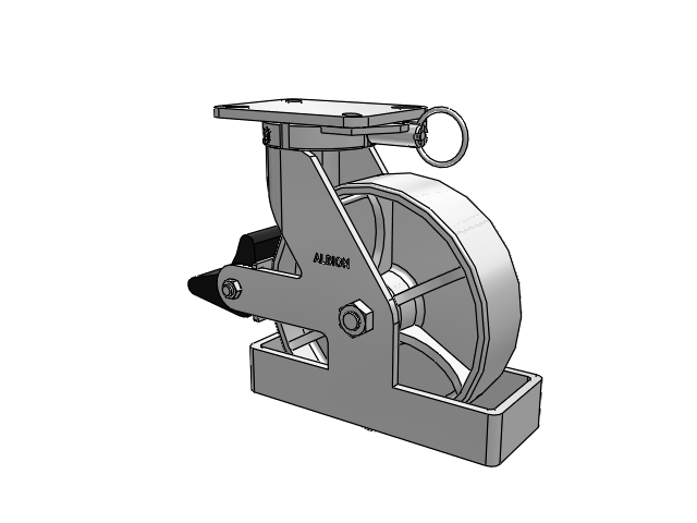 410 Series Top Plate Swivel Caster with 10 x 3 Black Tread on Black Enamel Core MR - Moldon Rubber (Cast Iron Core) Wheel and Poly Lock Integrated Brake