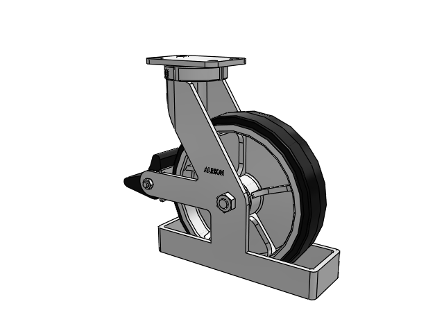 410 Series Top Plate Swivel Caster with 12 x 3 Black Tread on Black Enamel Core MR - Moldon Rubber (Cast Iron Core) Wheel and Poly Lock Integrated Brake
