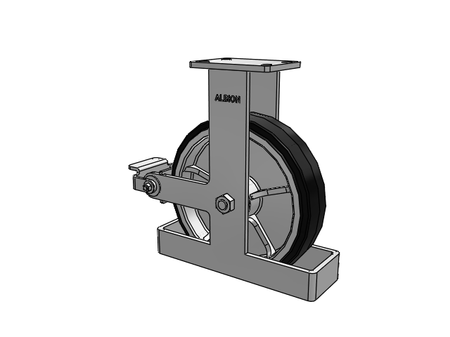 410 Series Top Plate Rigid Caster with 12 x 3 Black Tread on Black Enamel Core MR - Moldon Rubber (Cast Iron Core) Wheel and Poly Cam Brake