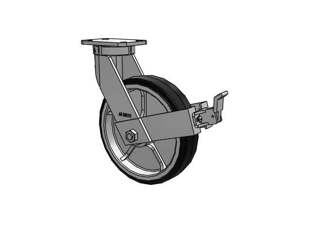 410 Series Top Plate Swivel Caster with 12 x 3 Black Tread on Black Enamel Core MR - Moldon Rubber (Cast Iron Core) Wheel and Face Brake
