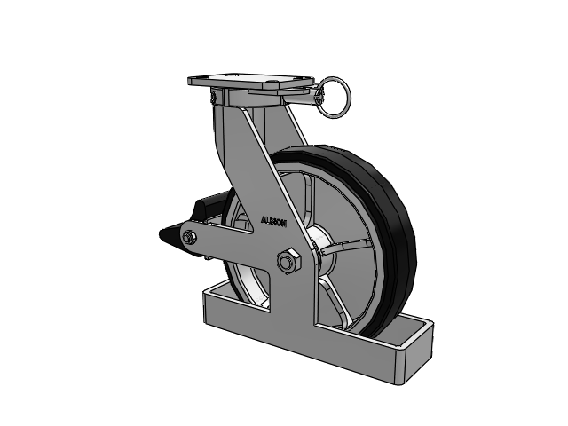 410 Series Top Plate Swivel Caster with 12 x 3 Black Tread on Black Enamel Core MR - Moldon Rubber (Cast Iron Core) Wheel and Poly Lock Integrated Brake