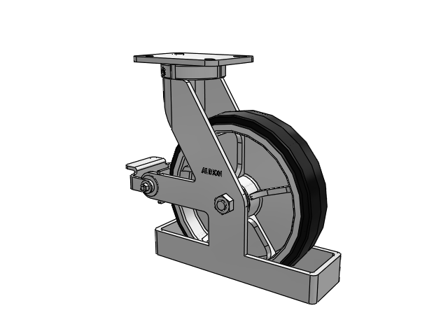 410 Series Top Plate Swivel Caster with 12 x 3 Black Tread on Black Enamel Core MR - Moldon Rubber (Cast Iron Core) Wheel and Poly Cam Brake
