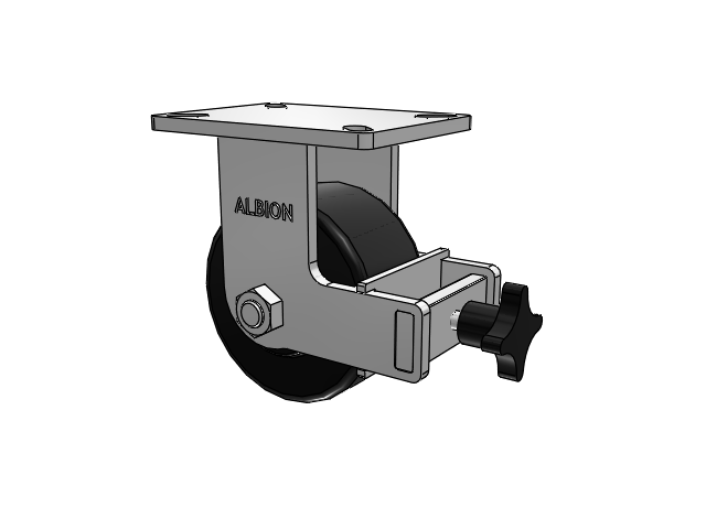 410 Series Top Plate Rigid Caster with 6 x 3 Black Polymer NX - Trionix High Impact Polymer Wheel and Face Brake
