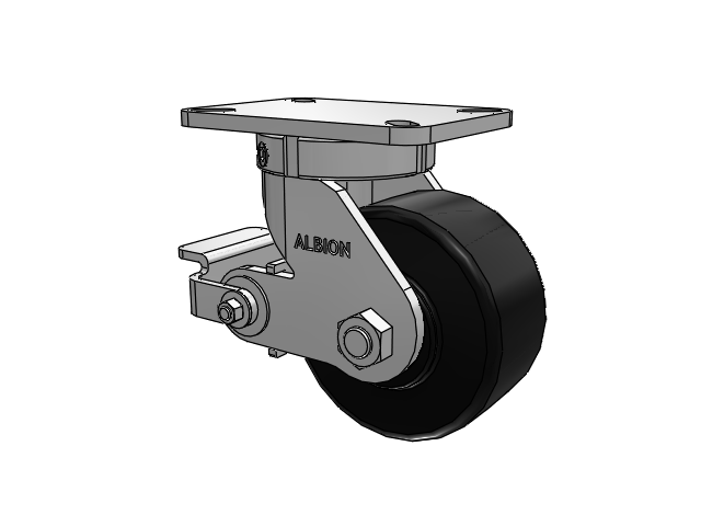 410 Series Top Plate Swivel Caster with 6 x 3 Black Polymer NX - Trionix High Impact Polymer Wheel and Poly Cam Brake