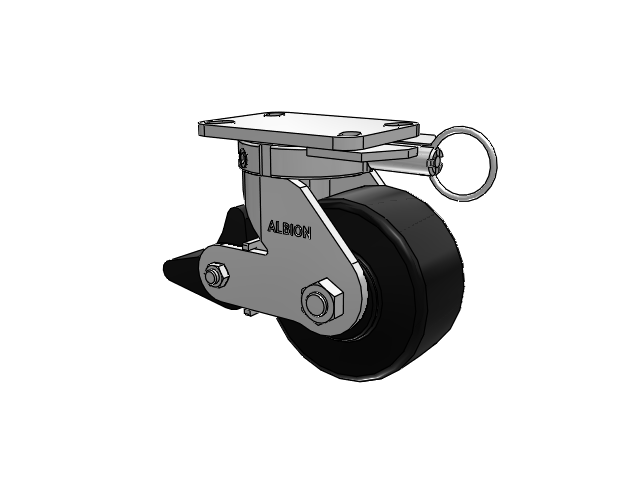410 Series Top Plate Swivel Caster with 6 x 3 Black Polymer NX - Trionix High Impact Polymer Wheel and Poly Lock Integrated Brake