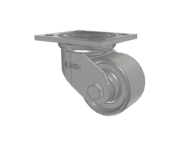 16 Series Top Plate Swivel Caster with 3.25 x 2 Grey Enamel CA - Cast Iron Wheel