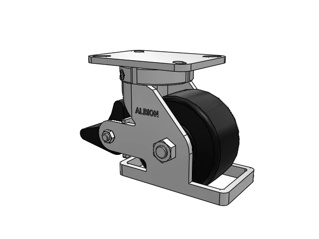 410 Series Top Plate Swivel Caster with 6 x 3 Black Polymer NX - Trionix High Impact Polymer Wheel and Poly Lock Integrated Brake