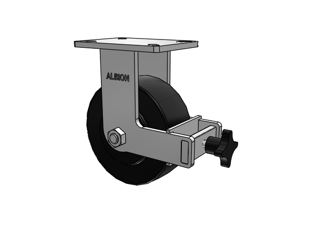 410 Series Top Plate Rigid Caster with 8 x 3 Black Polymer NX - Trionix High Impact Polymer Wheel and Face Brake