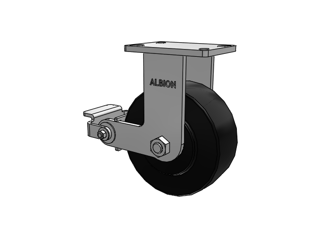 410 Series Top Plate Rigid Caster with 8 x 3 Black Polymer NX - Trionix High Impact Polymer Wheel and Poly Cam Brake