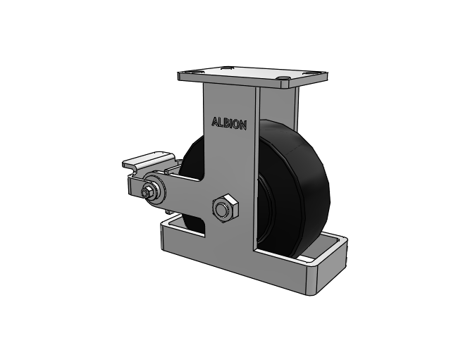 410 Series Top Plate Rigid Caster with 8 x 3 Black Polymer NX - Trionix High Impact Polymer Wheel and Poly Cam Brake
