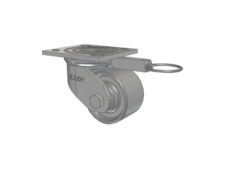 16 Series Top Plate Swivel Caster with 3.25 x 2 Grey Enamel CA - Cast Iron Wheel