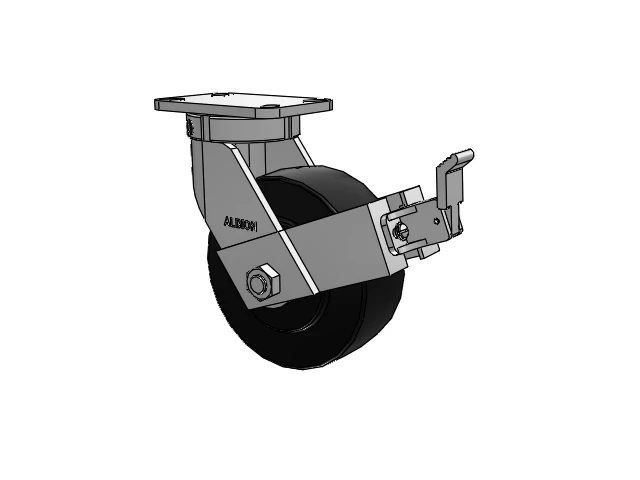 410 Series Top Plate Swivel Caster with 8 x 3 Black Polymer NX - Trionix High Impact Polymer Wheel and Face Brake
