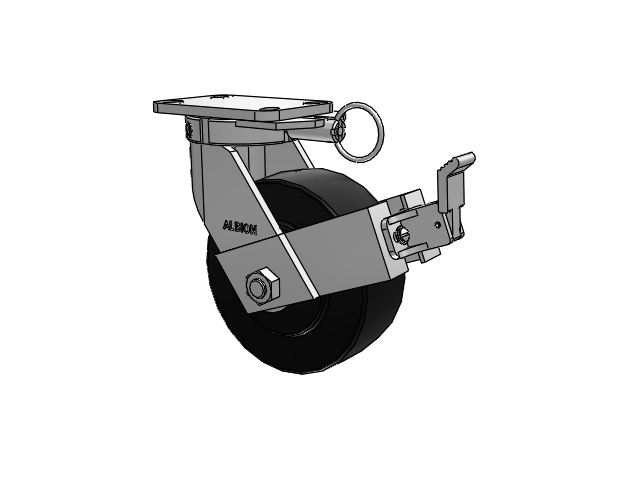 410 Series Top Plate Swivel Caster with 8 x 3 Black Polymer NX - Trionix High Impact Polymer Wheel and Face Brake