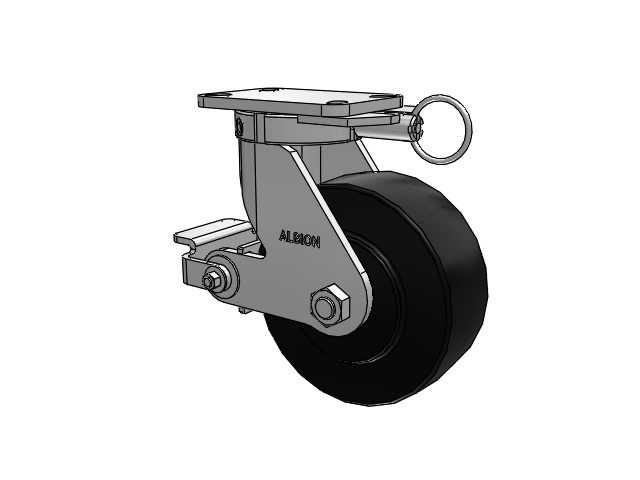 410 Series Top Plate Swivel Caster with 8 x 3 Black Polymer NX - Trionix High Impact Polymer Wheel and Poly Cam Brake