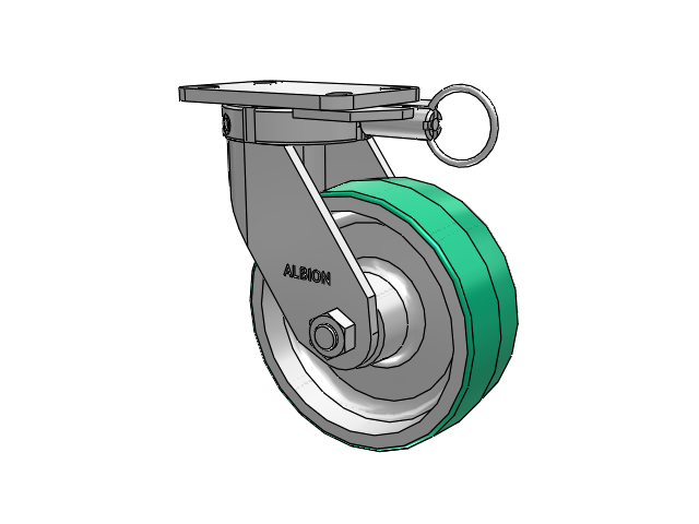 410 Series Top Plate Swivel Caster with 8 x 3 Green Tread on Aluminum Core PD - Polyurethane (Aluminum Core) Wheel