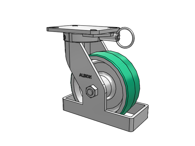 410 Series Top Plate Swivel Caster with 8 x 3 Green Tread on Aluminum Core PD - Polyurethane (Aluminum Core) Wheel