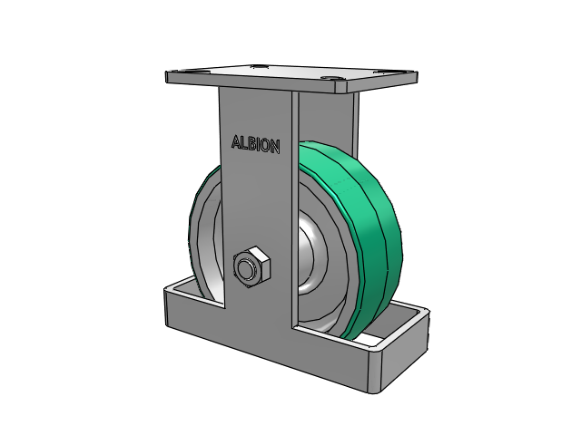 410 Series Top Plate Rigid Caster with 8 x 3 Green Tread on Aluminum Core PD - Polyurethane (Aluminum Core) Wheel