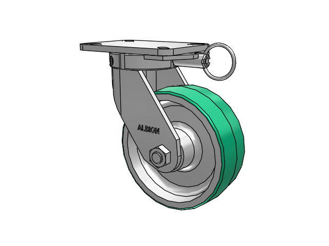 410 Series Top Plate Swivel Caster with 8 x 3 Green Tread on Aluminum Core PD - Polyurethane (Aluminum Core) Wheel